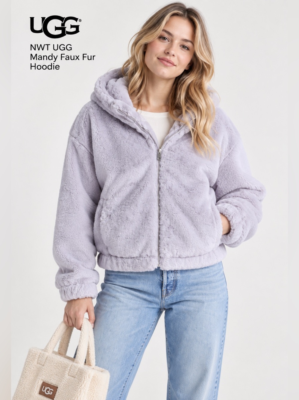 NWT UGG Mandy Faux Fur Hoodie. M